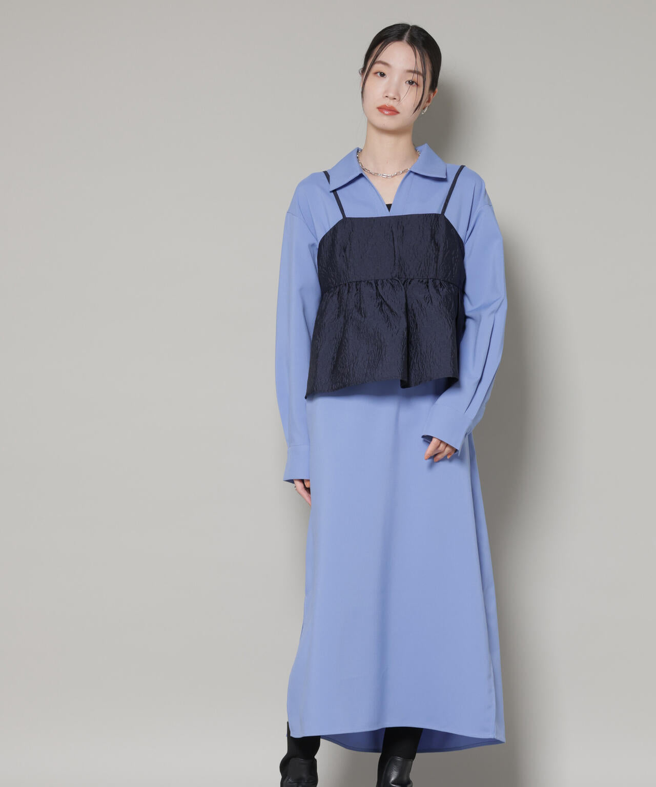 キャミビスチェ×スキッパーワンピース アンサンブルセット 6736119302