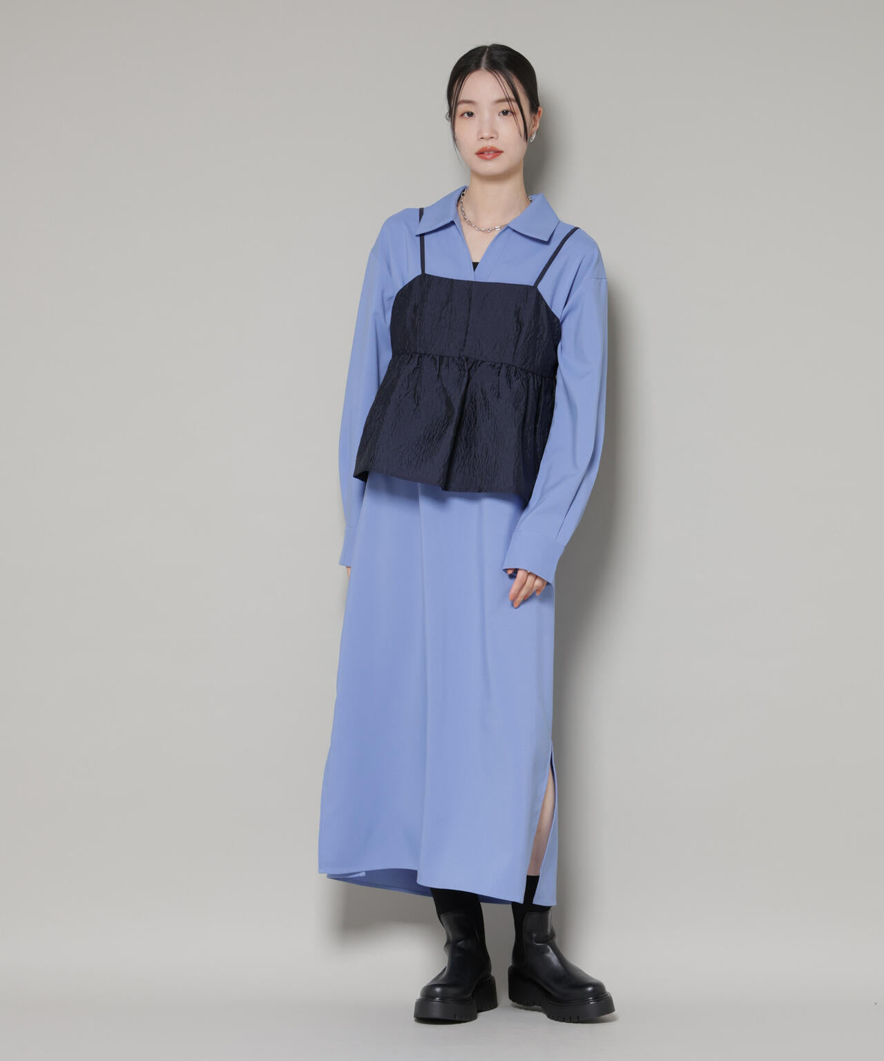 キャミビスチェ×スキッパーワンピース アンサンブルセット 6736119302