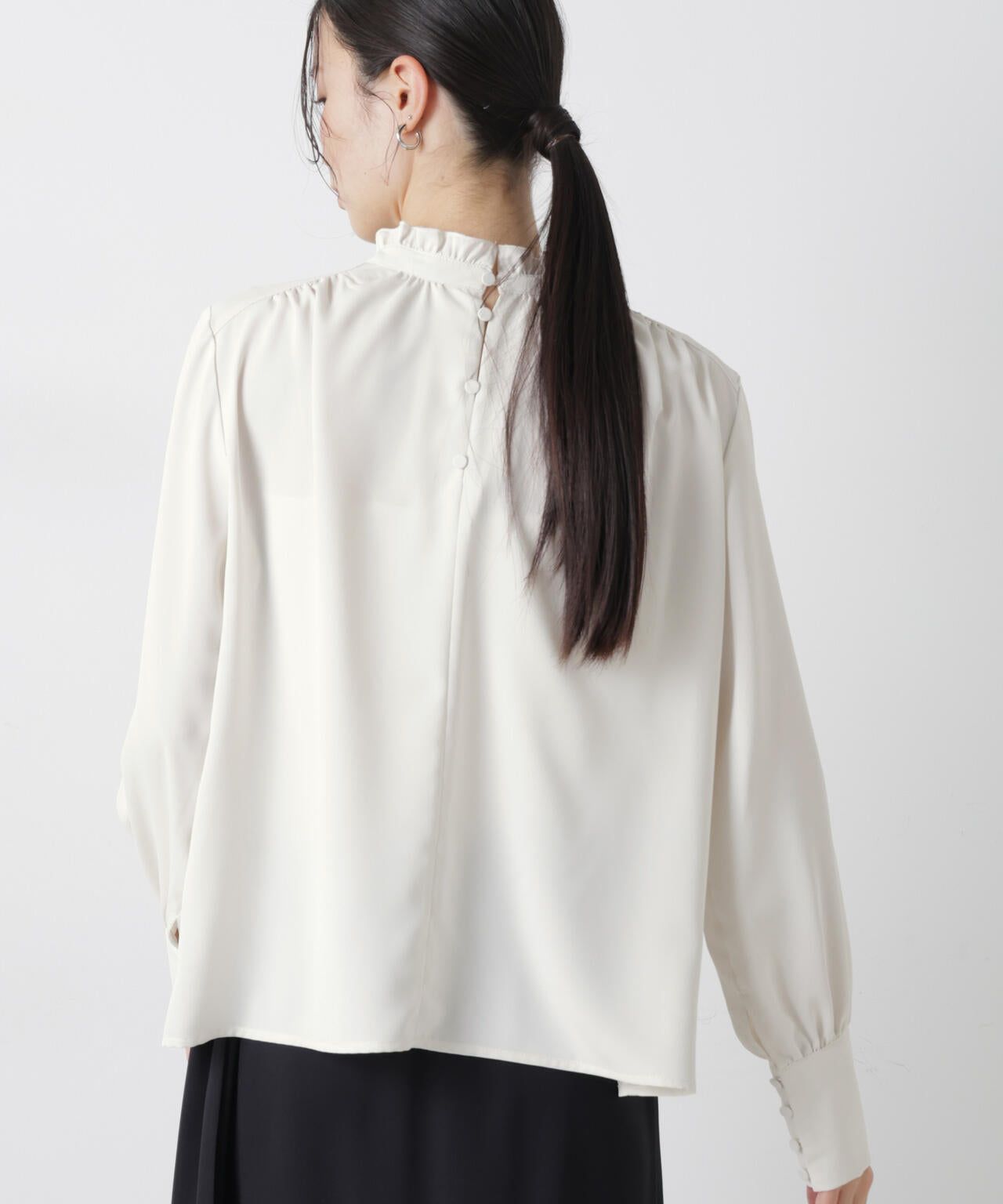 前後2wayスタンドカラーギャザーブラウス 6736120308