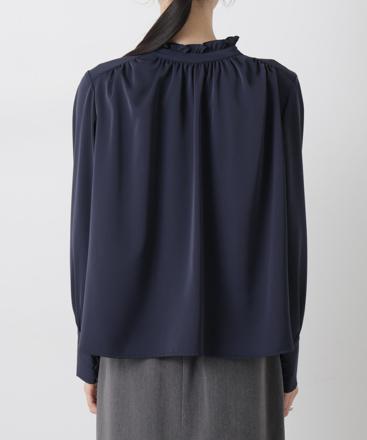 前後2wayスタンドカラーギャザーブラウス 6736120308