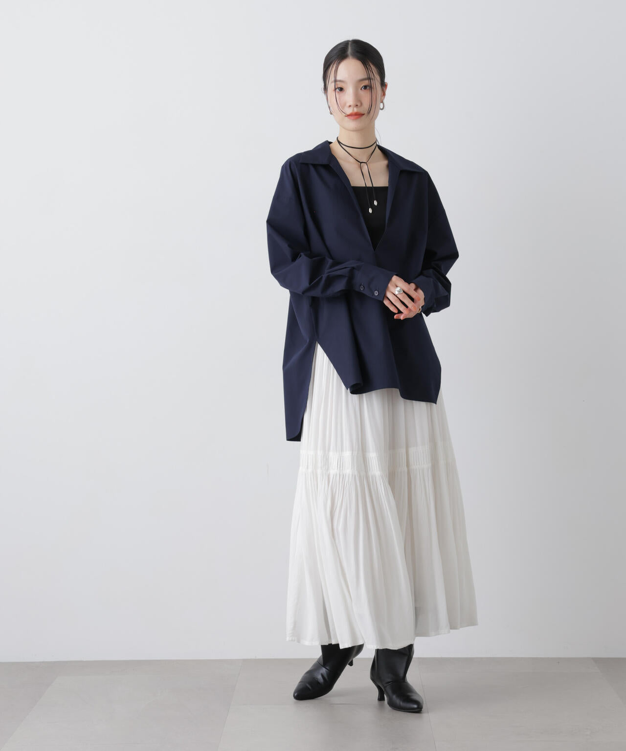 ディープVスキッパープルオーバーシャツ 6736120309