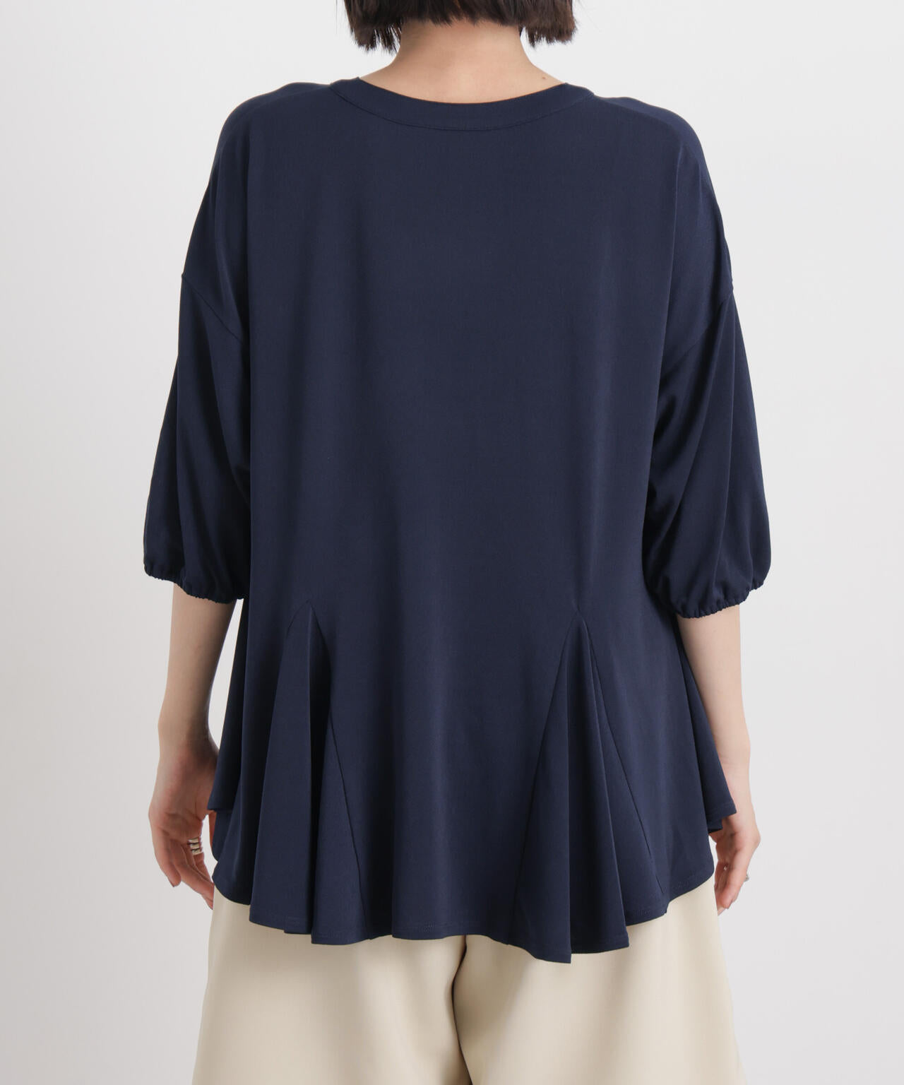 カットジョーゼットマチフレアVネックブラウス 6736121305