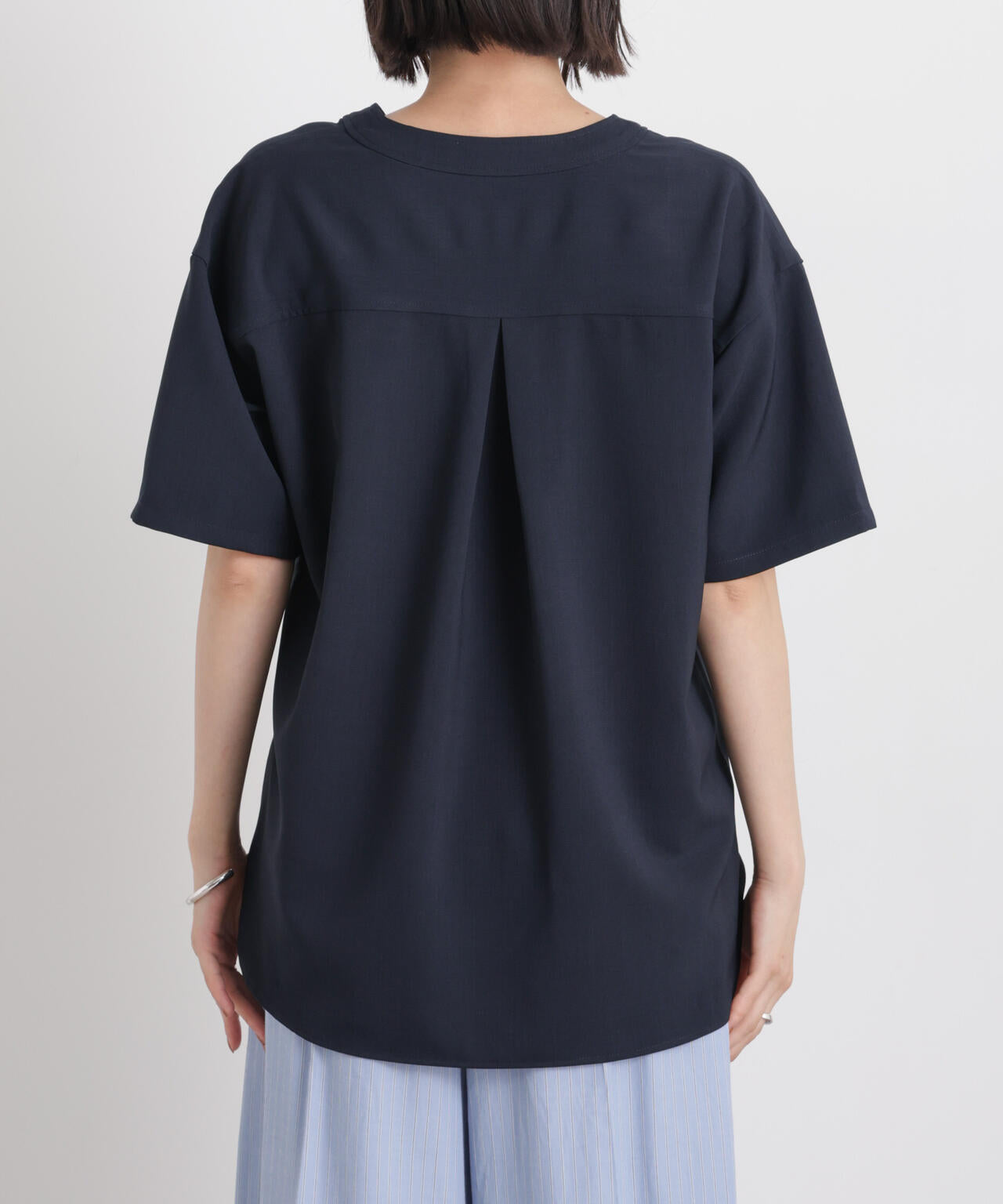 メランジストレッチポケットVネックブラウス(セットアップ可) 6736121316