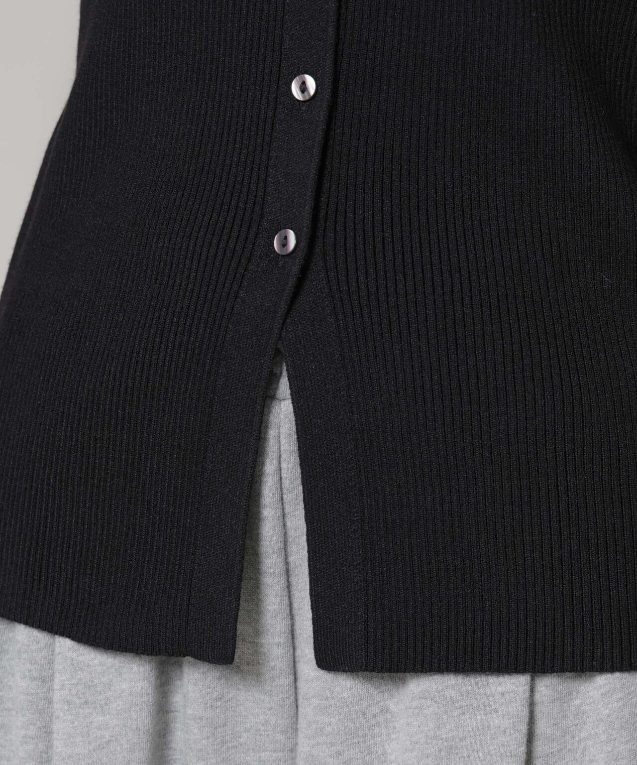 裾スリットVネックリブカーディガン 6736122300