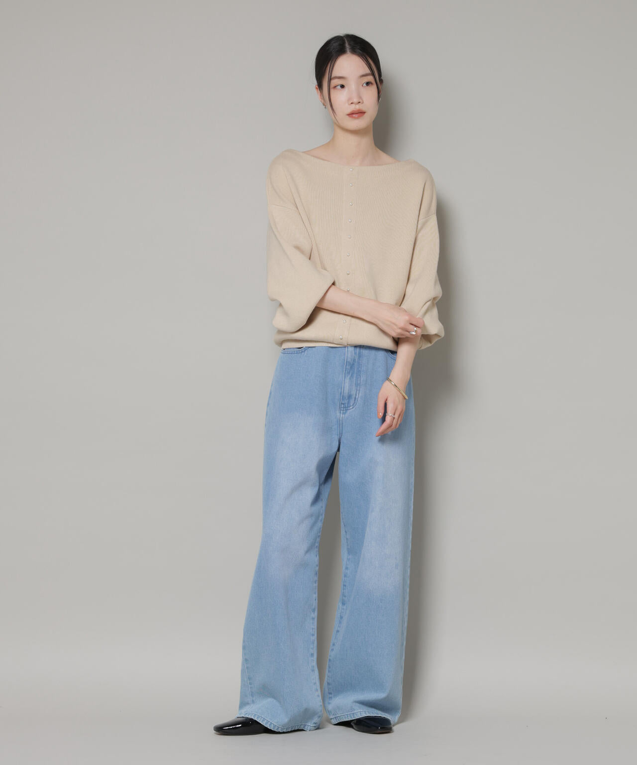 前後2wayセンターパール釦プルオーバーニット 6736122301