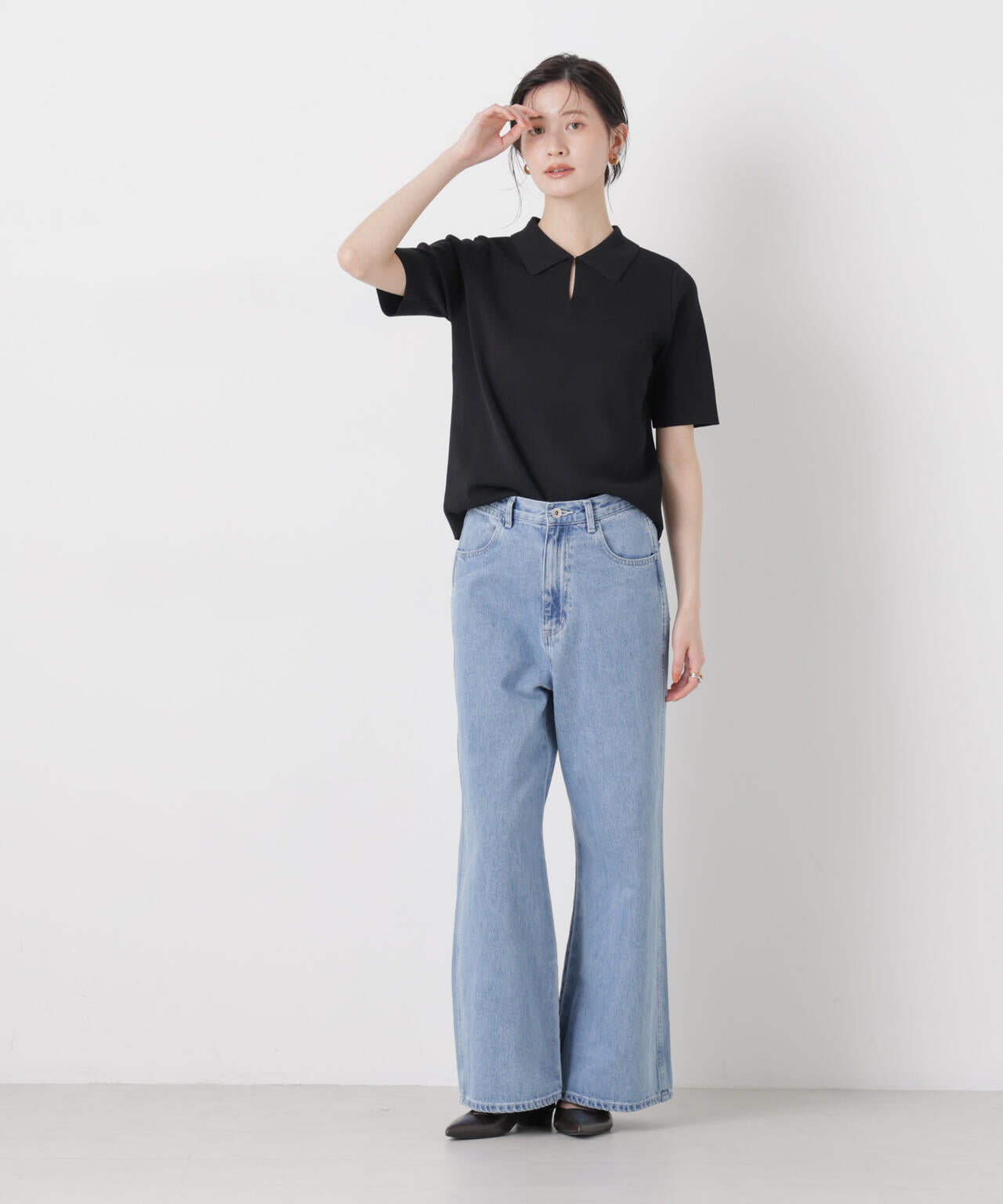 洗濯機洗い可UVカット接触冷感衿付き半袖ポロニット 6736122314