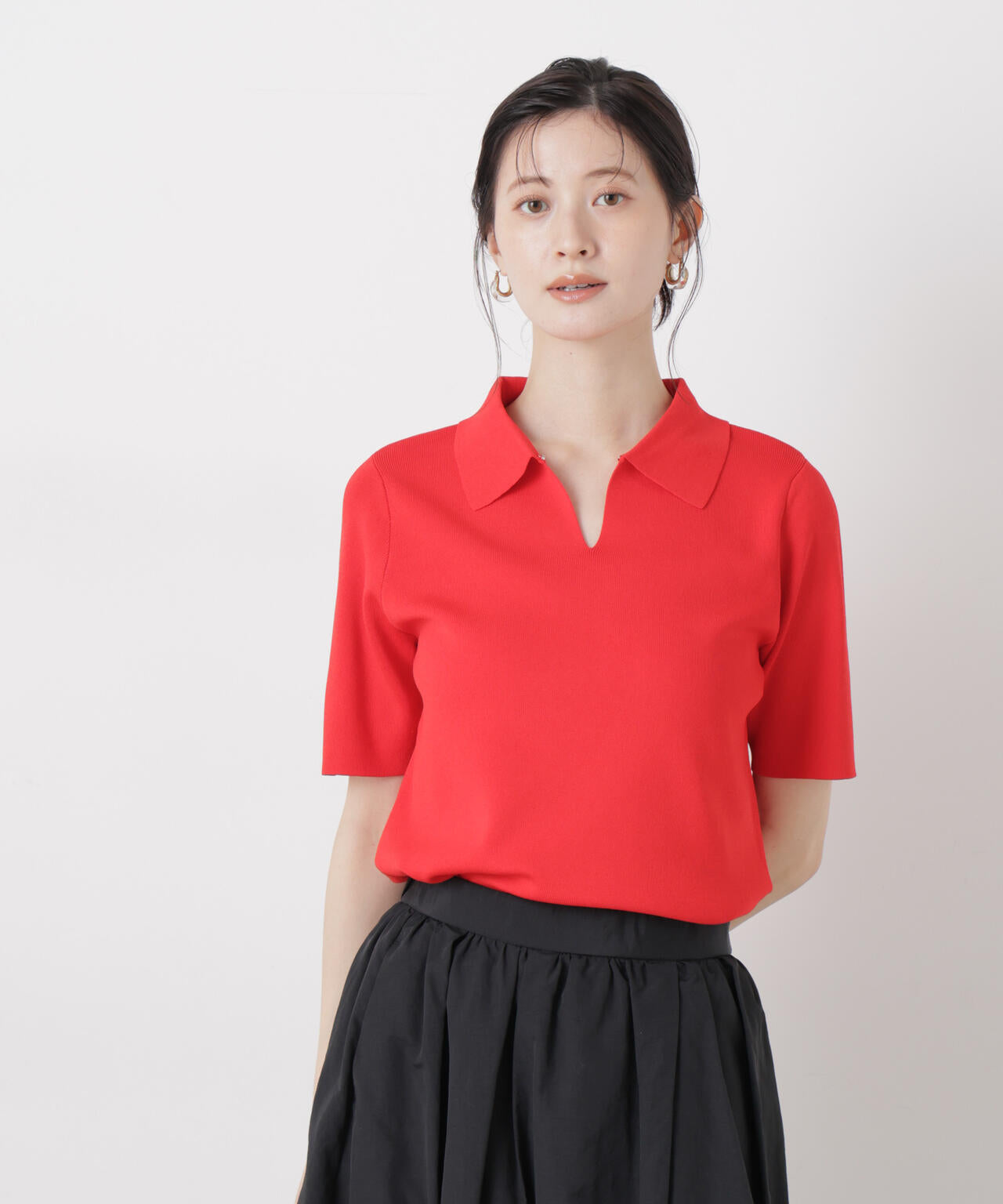 洗濯機洗い可UVカット接触冷感衿付き半袖ポロニット 6736122314