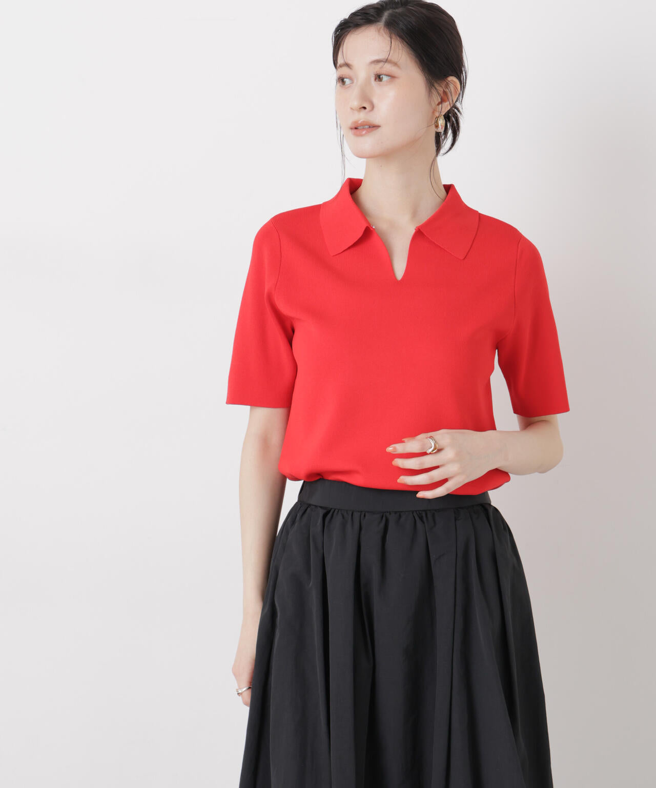 洗濯機洗い可UVカット接触冷感衿付き半袖ポロニット 6736122314