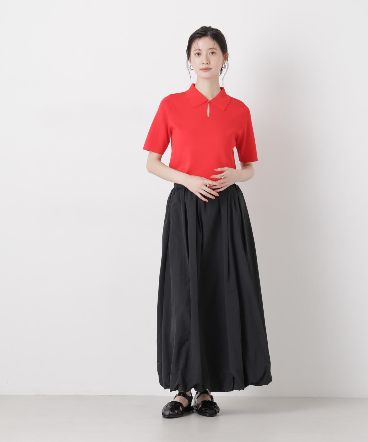 洗濯機洗い可UVカット接触冷感衿付き半袖ポロニット 6736122314