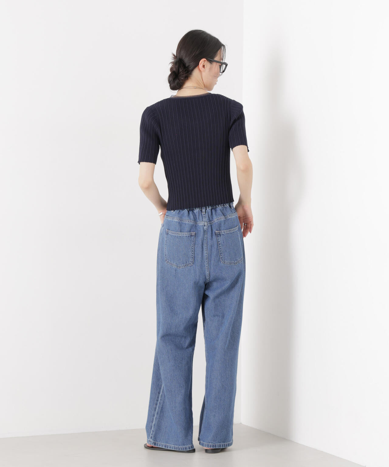 チュールコンビ半袖リブカーディガン 6736122321