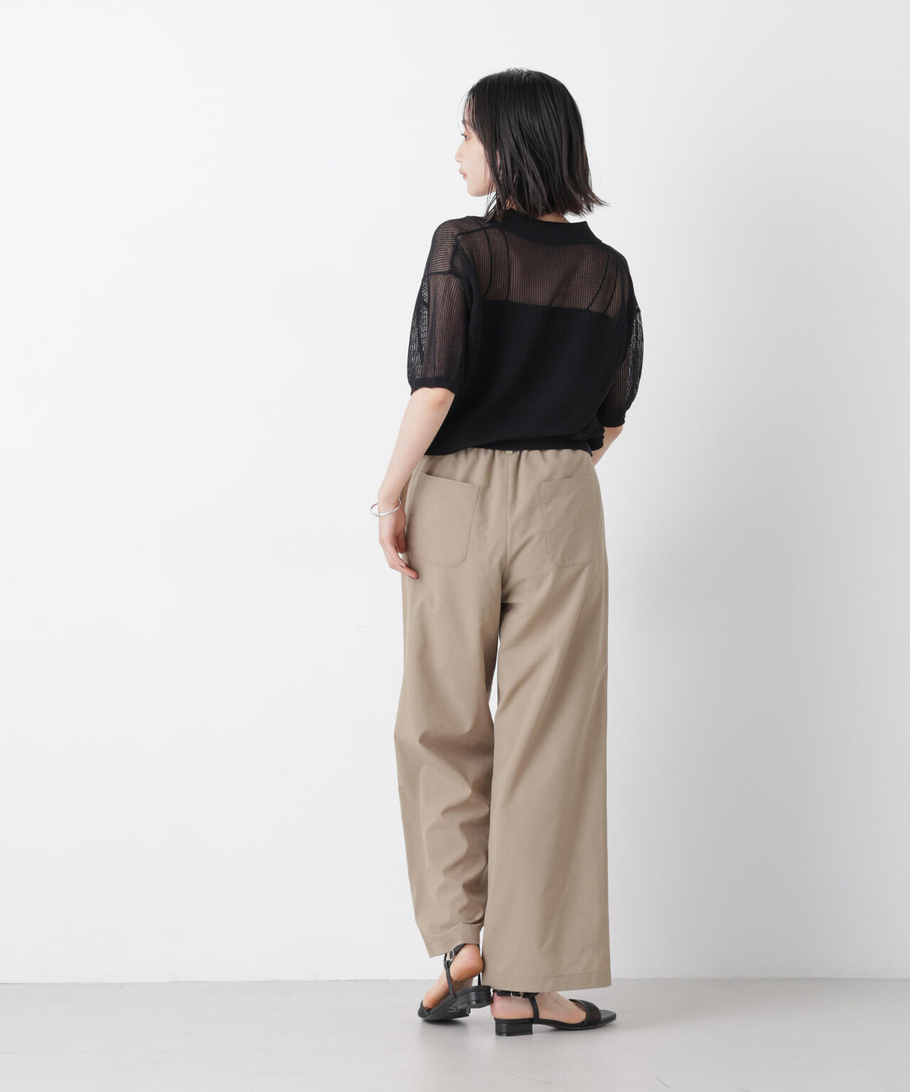 メッシュポロニットトップス 6736122335