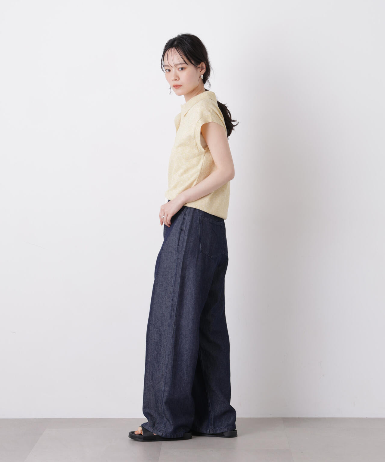 ノースリーブメランジポロニットトップス 6736122343