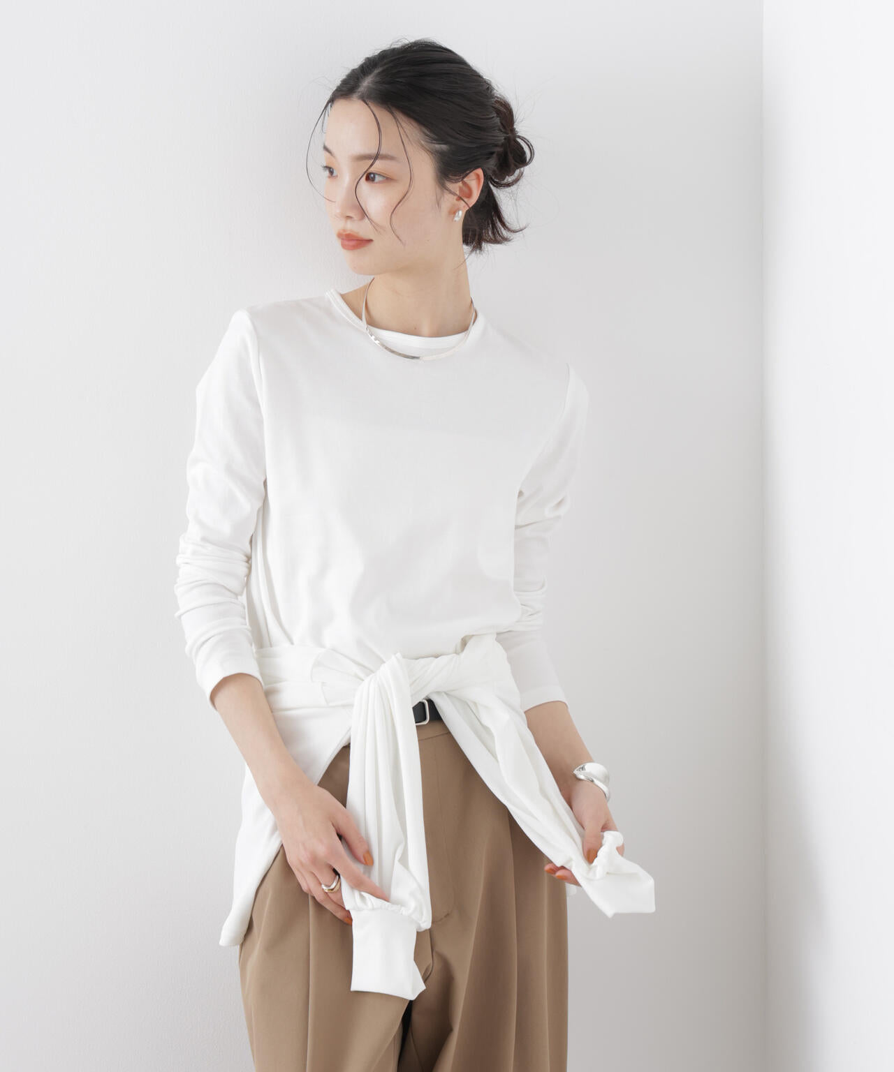 Repur加工 スムースシルケットロングスリーブトップス 6736123308