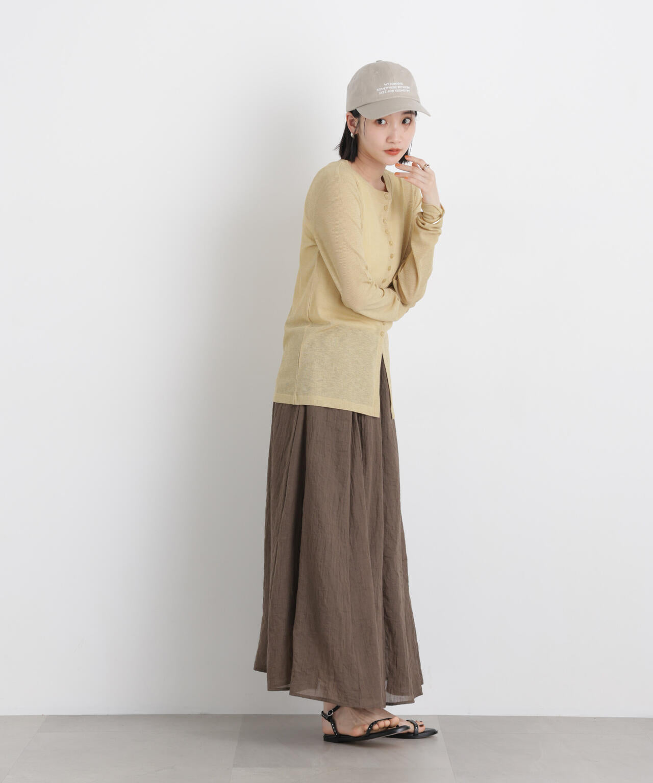 シアーリブカットソー多ボタンデザイントップス 6736123309