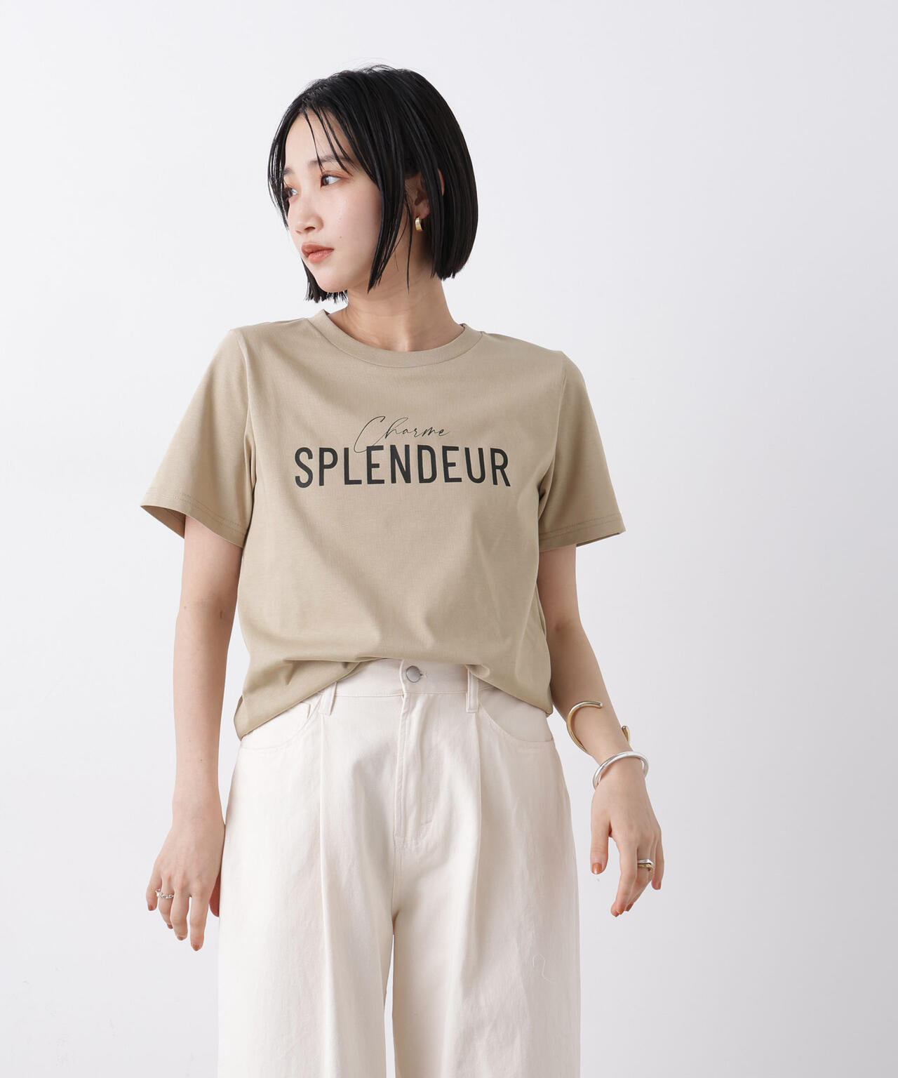 接触冷感&紫外線防止機能 ロゴプリントTシャツ 6736124302