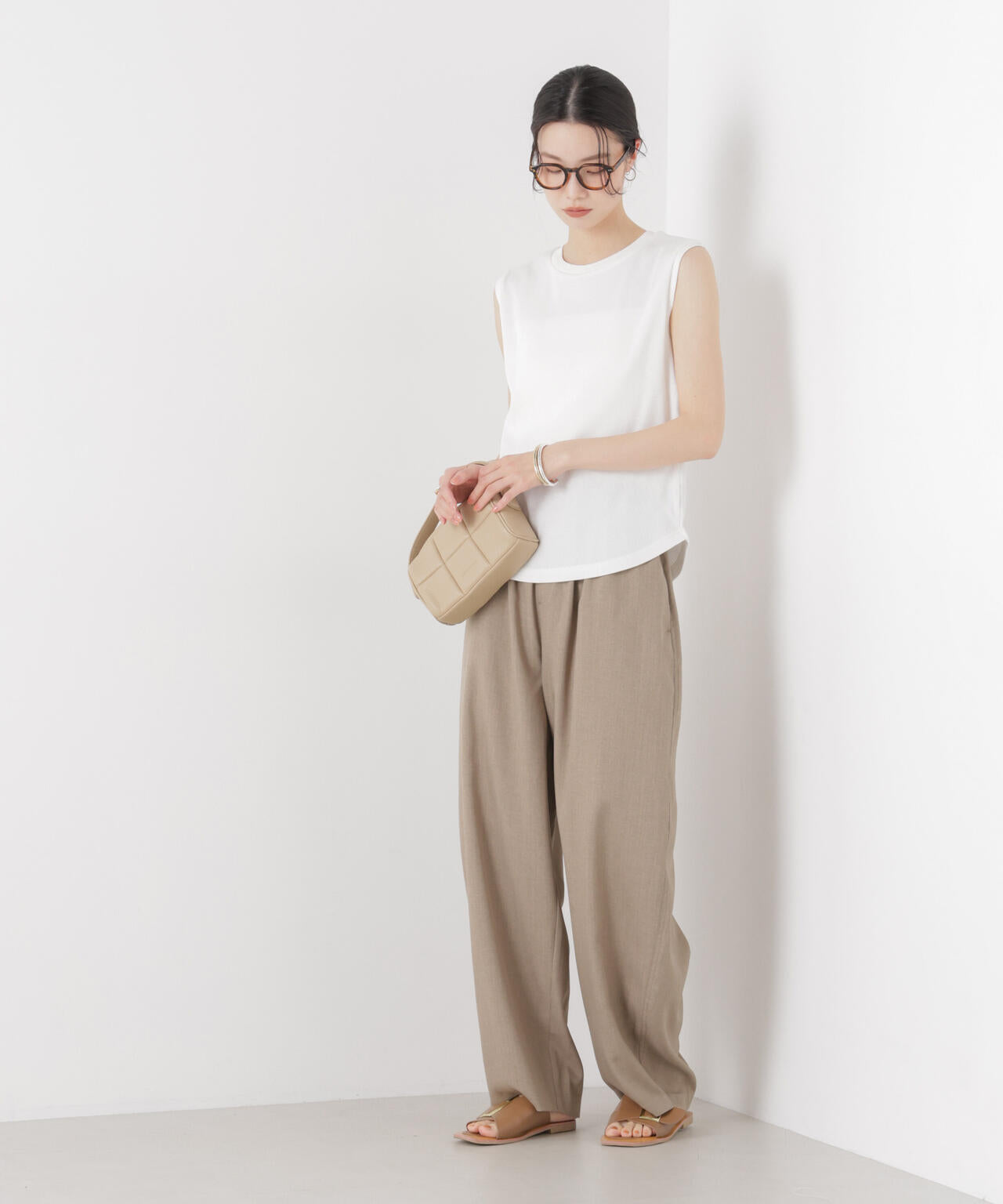 UVカット抗菌防臭吸水速乾イージーケアノースリーブトップス 6736124309