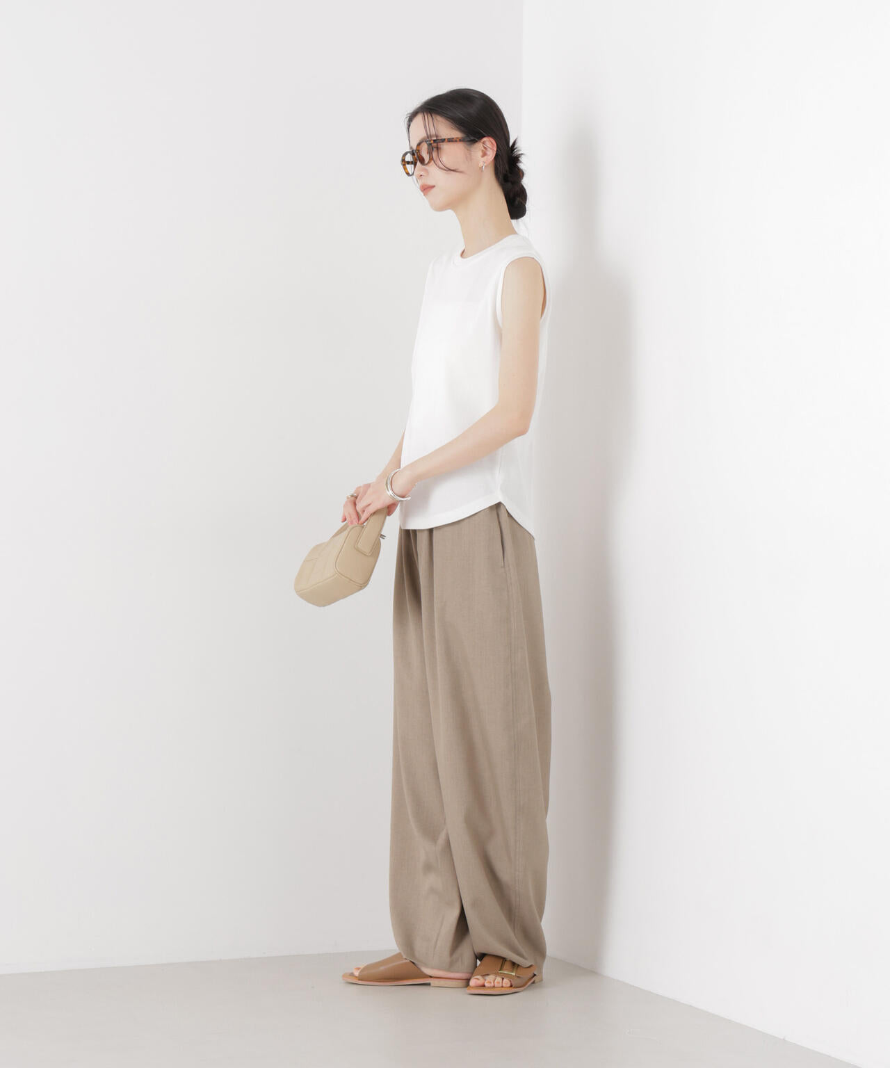 UVカット抗菌防臭吸水速乾イージーケアノースリーブトップス 6736124309