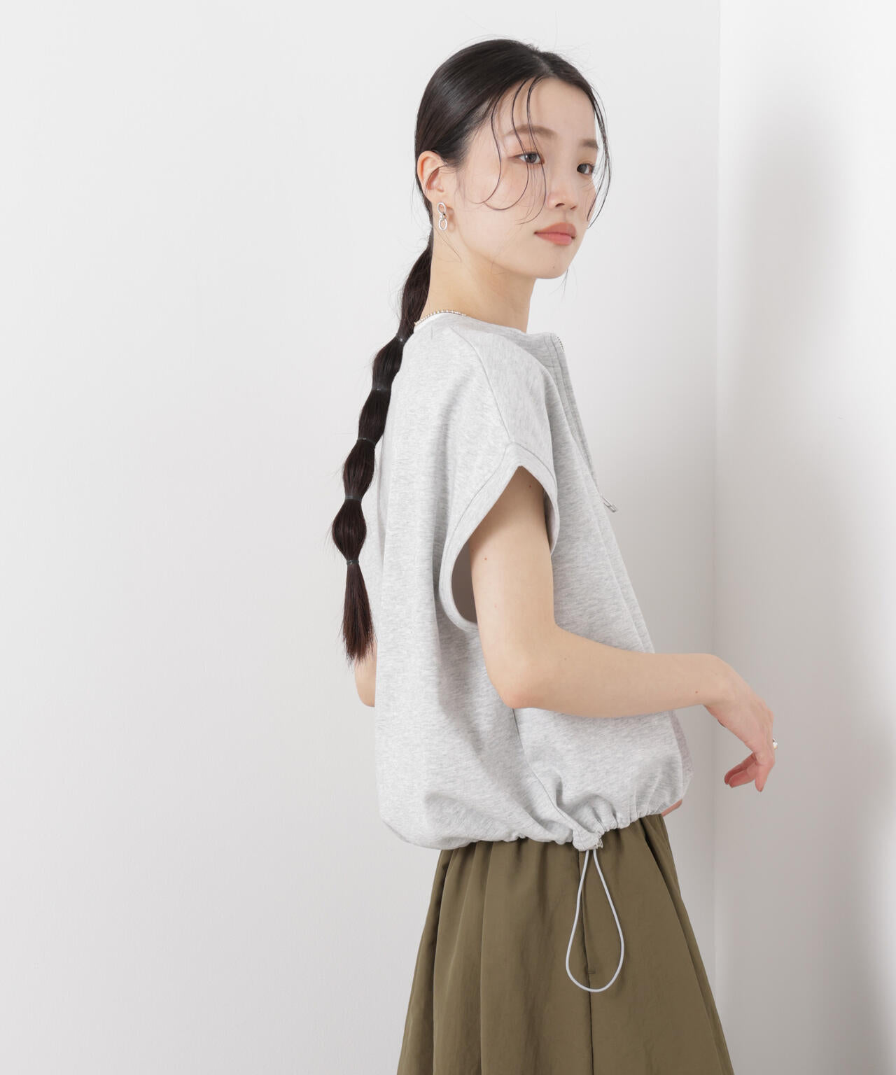 接触冷感ダンボールカットハーフジップトップス(セットアップ可) 6736124314