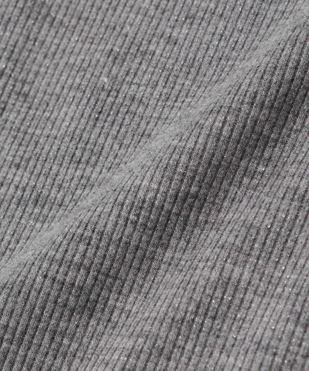 ラメリブカットクルーネックTシャツ 6736124316