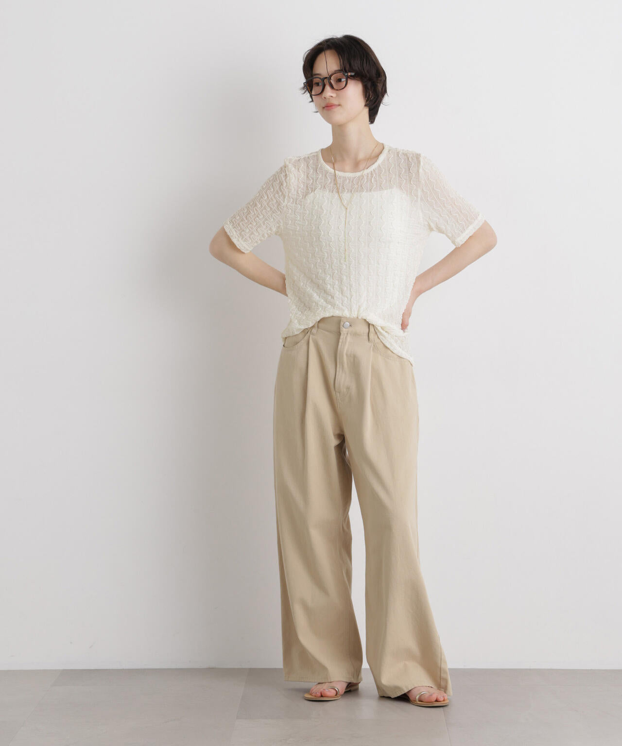 シアーカットクルーネックトップス 6736124324