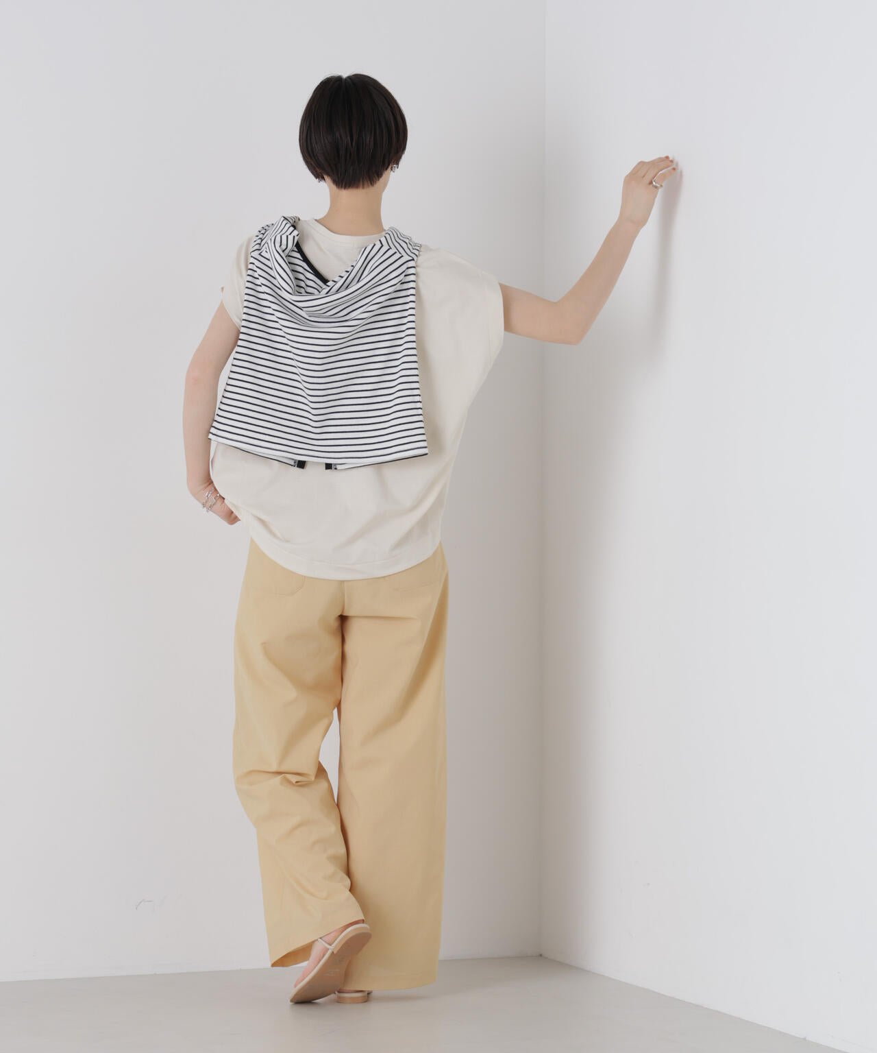 接触冷感コットンプレーティング天竺タックコクーントップス 6736124338