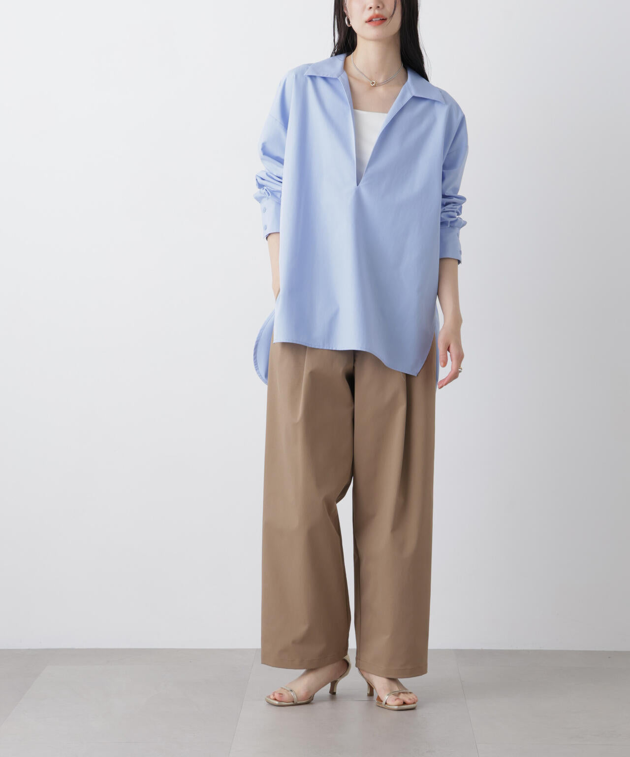 ツイルストレッチワンタックパンツ