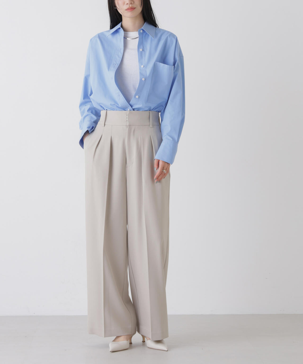 ハイウエストツータックワイドパンツ