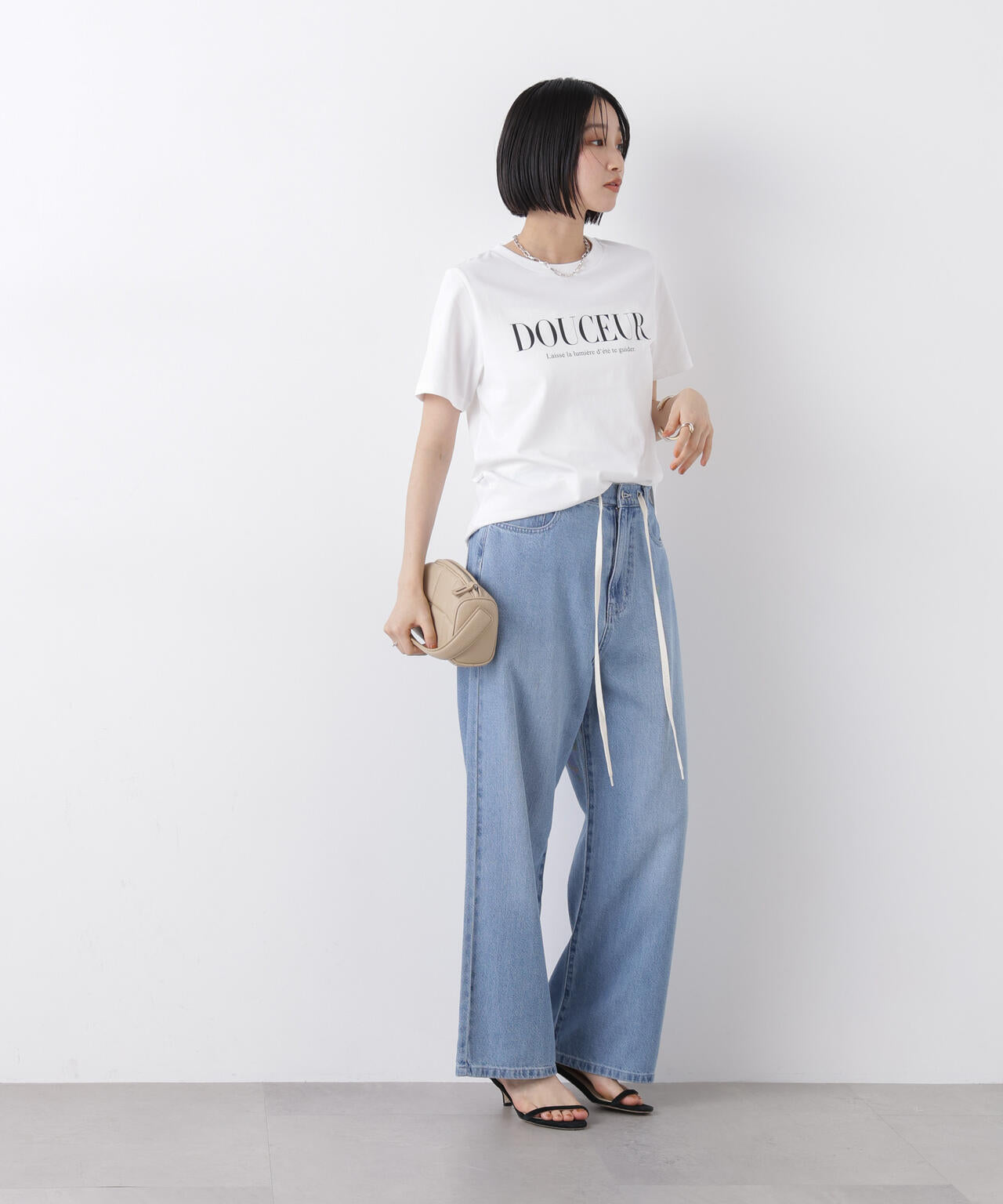 ウエストドロストワイドデニムパンツ 6736127306