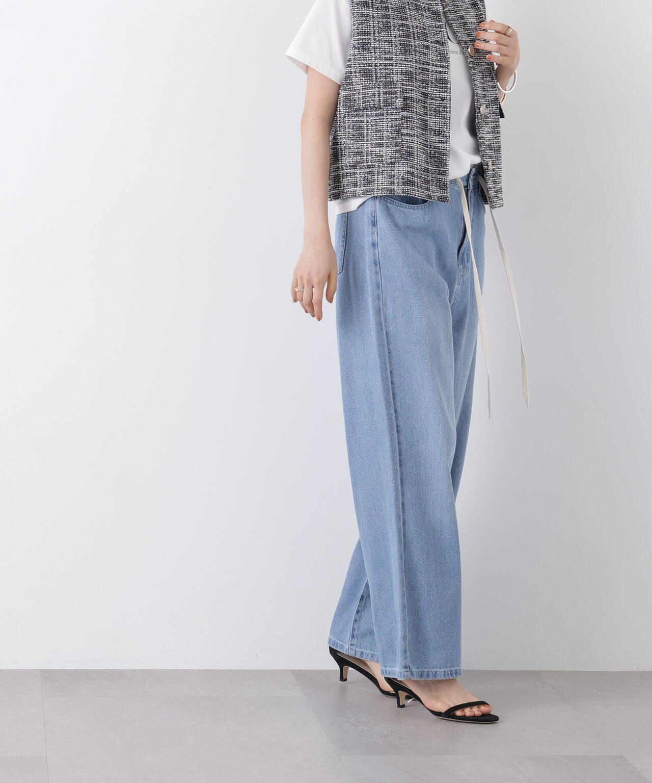 ウエストドロストワイドデニムパンツ 6736127306