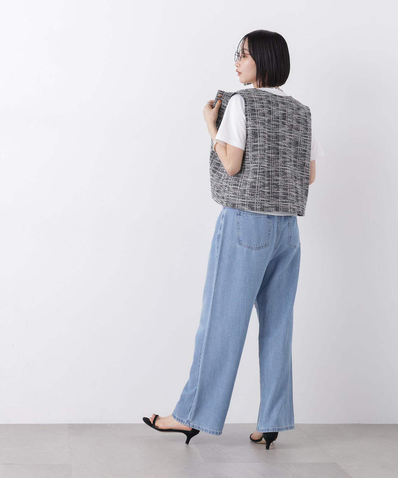 ウエストドロストワイドデニムパンツ 6736127306