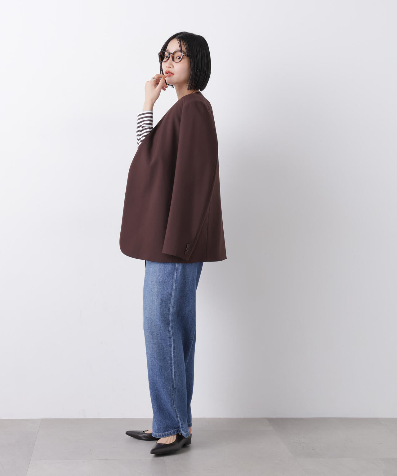 ウエストドロストワイドデニムパンツ 6736127306