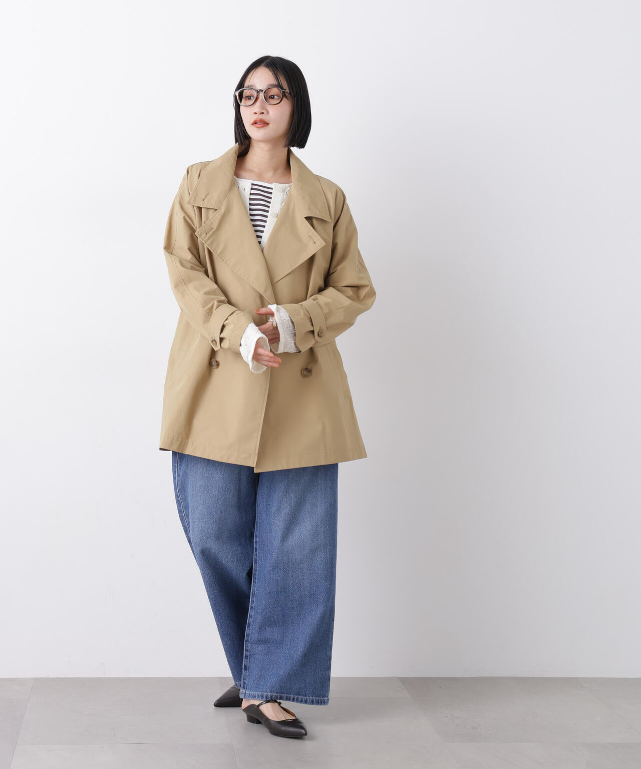 ウエストドロストワイドデニムパンツ 6736127306