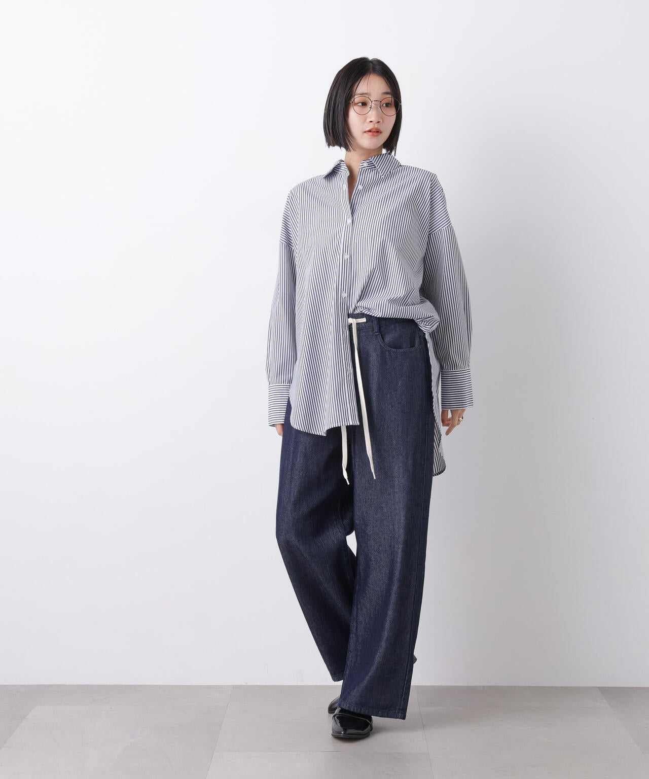 ウエストドロストワイドデニムパンツ 6736127306