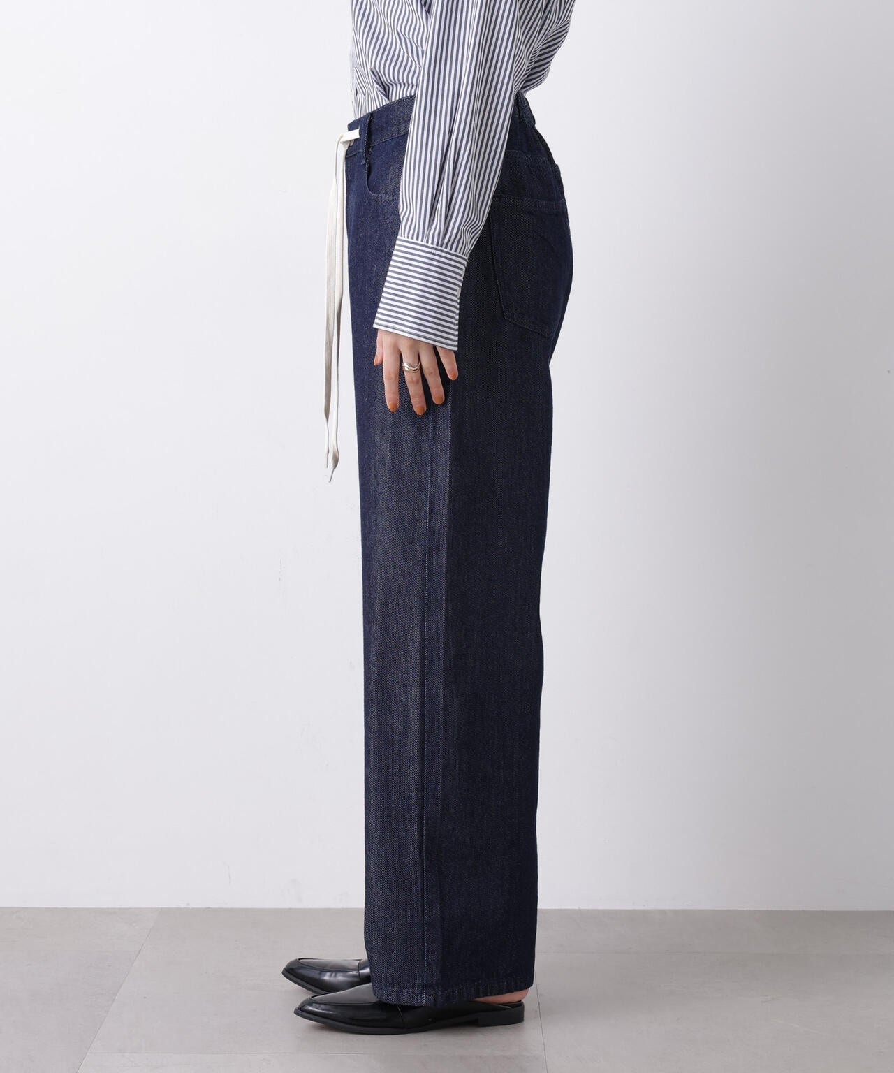 ウエストドロストワイドデニムパンツ 6736127306