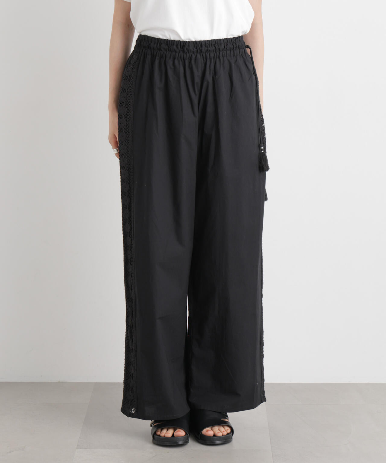 made in INDIA サイドレースワイドパンツ 6736127309