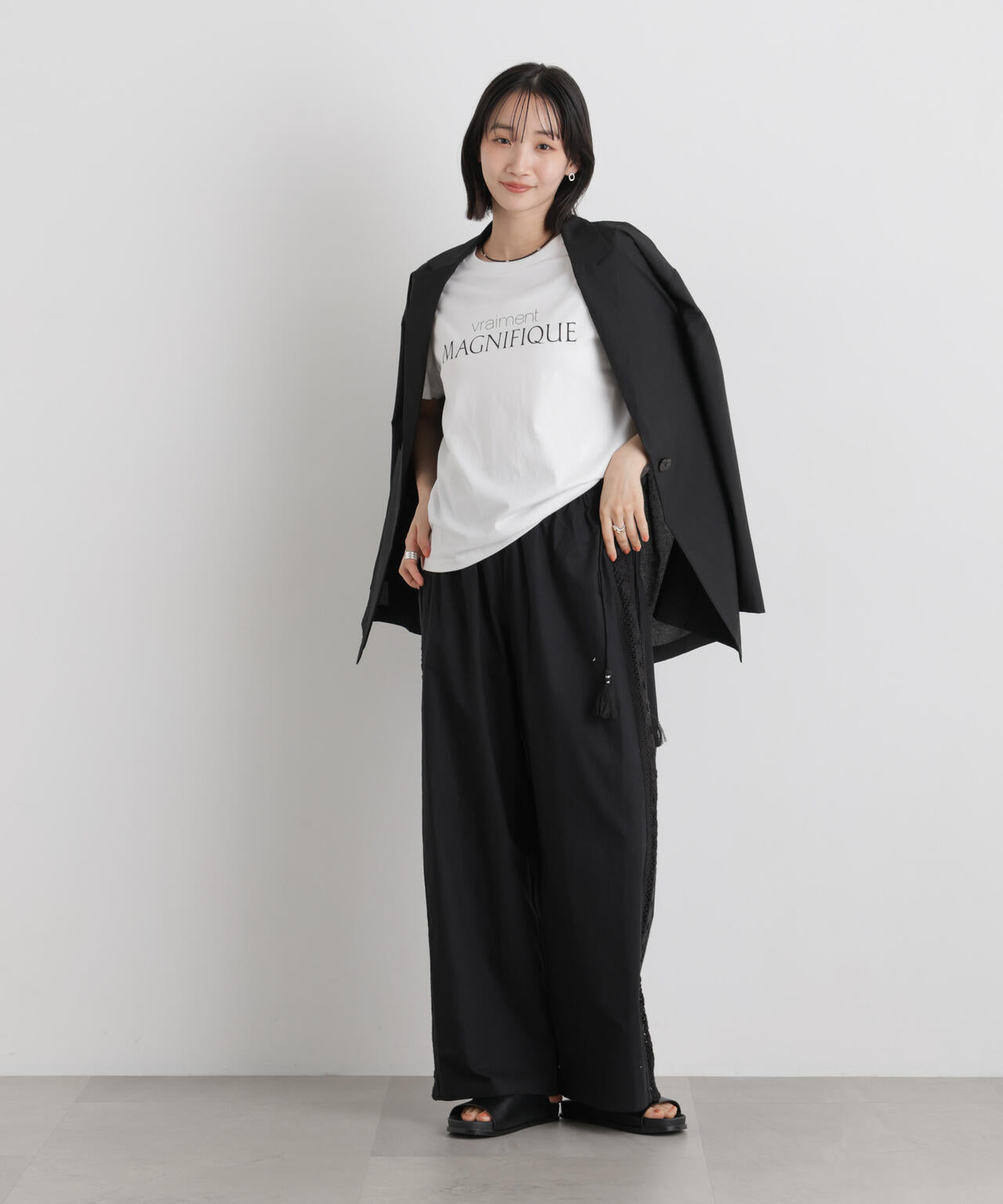 made in INDIA サイドレースワイドパンツ 6736127309
