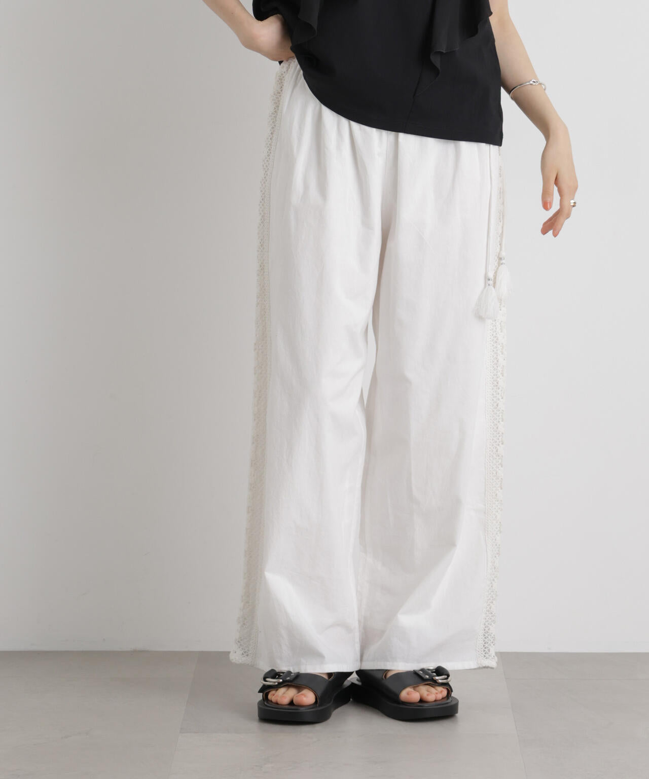 made in INDIA サイドレースワイドパンツ 6736127309