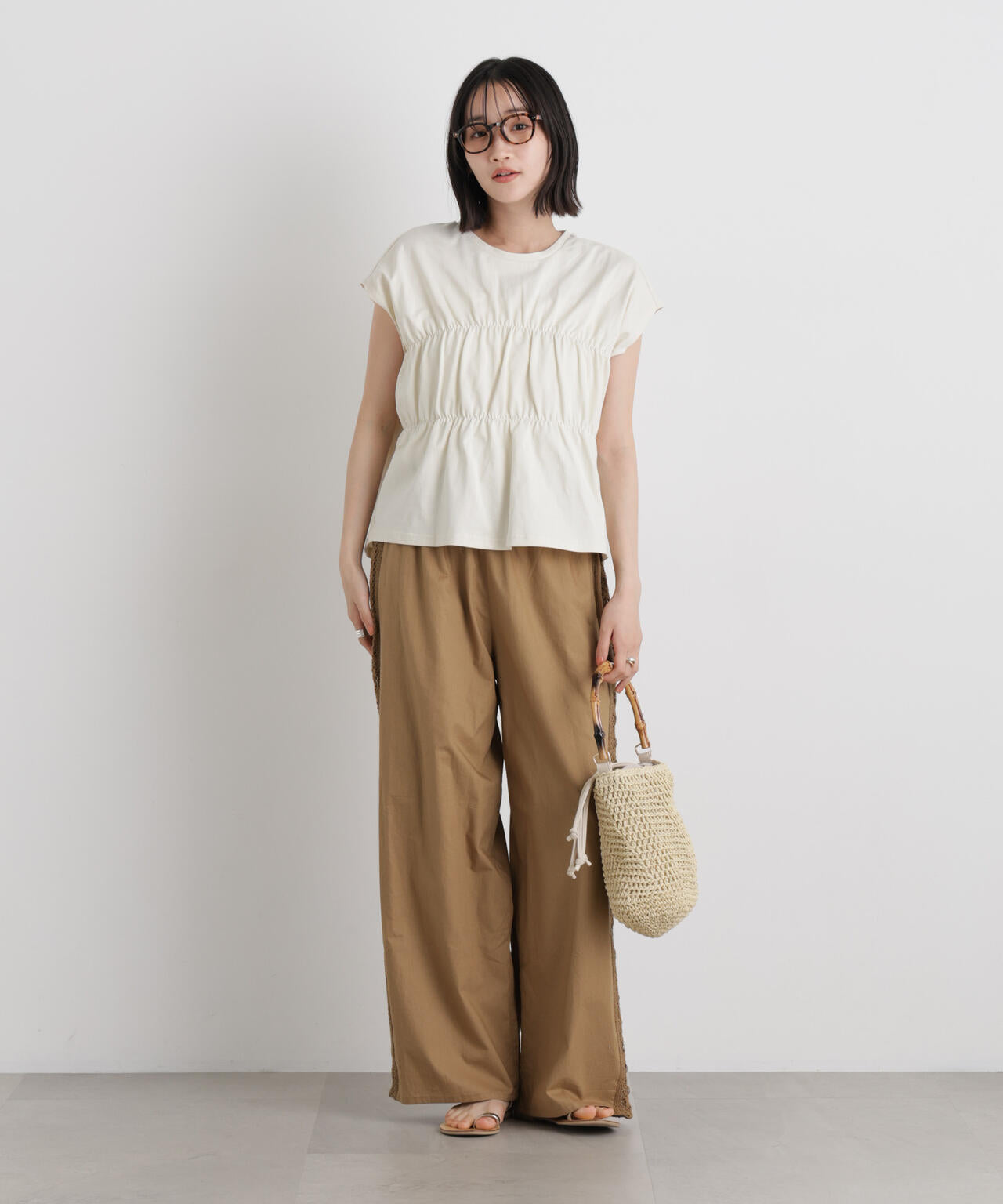made in INDIA サイドレースワイドパンツ 6736127309
