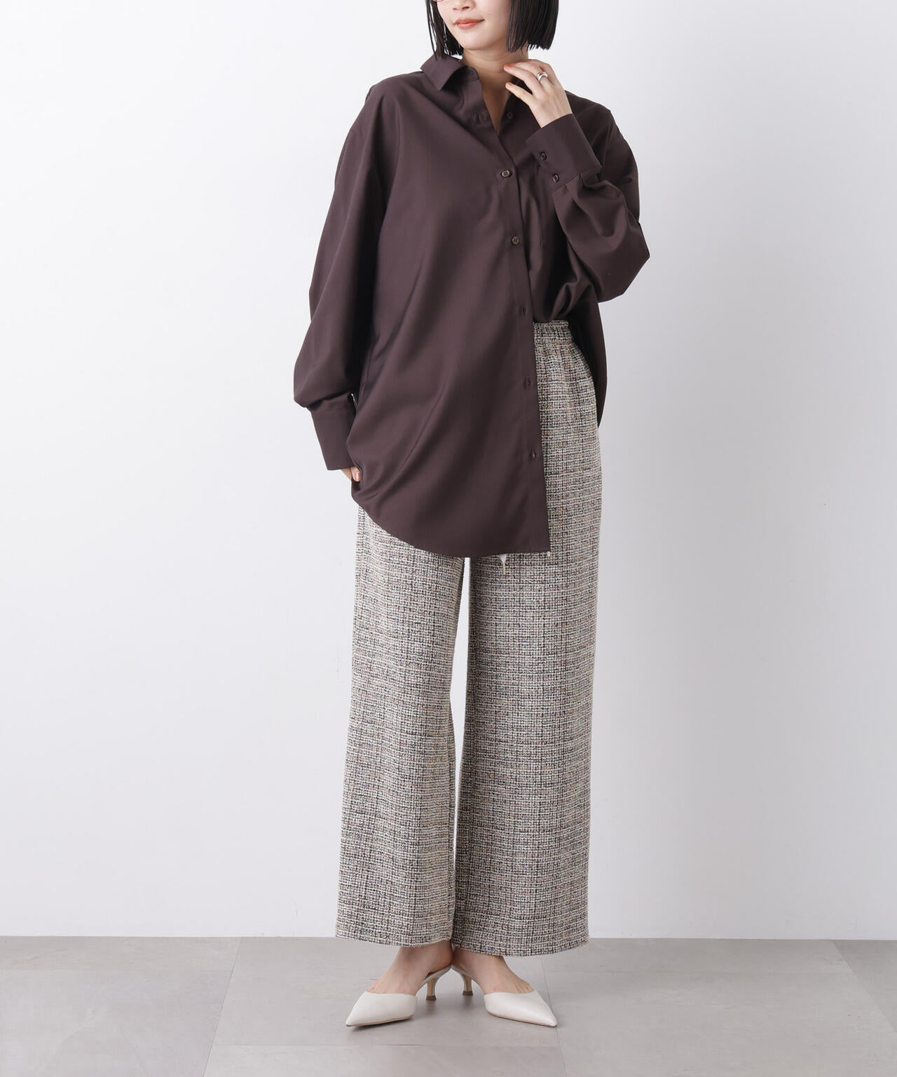 カットツイードドロストワイドパンツ(セットアップ可)