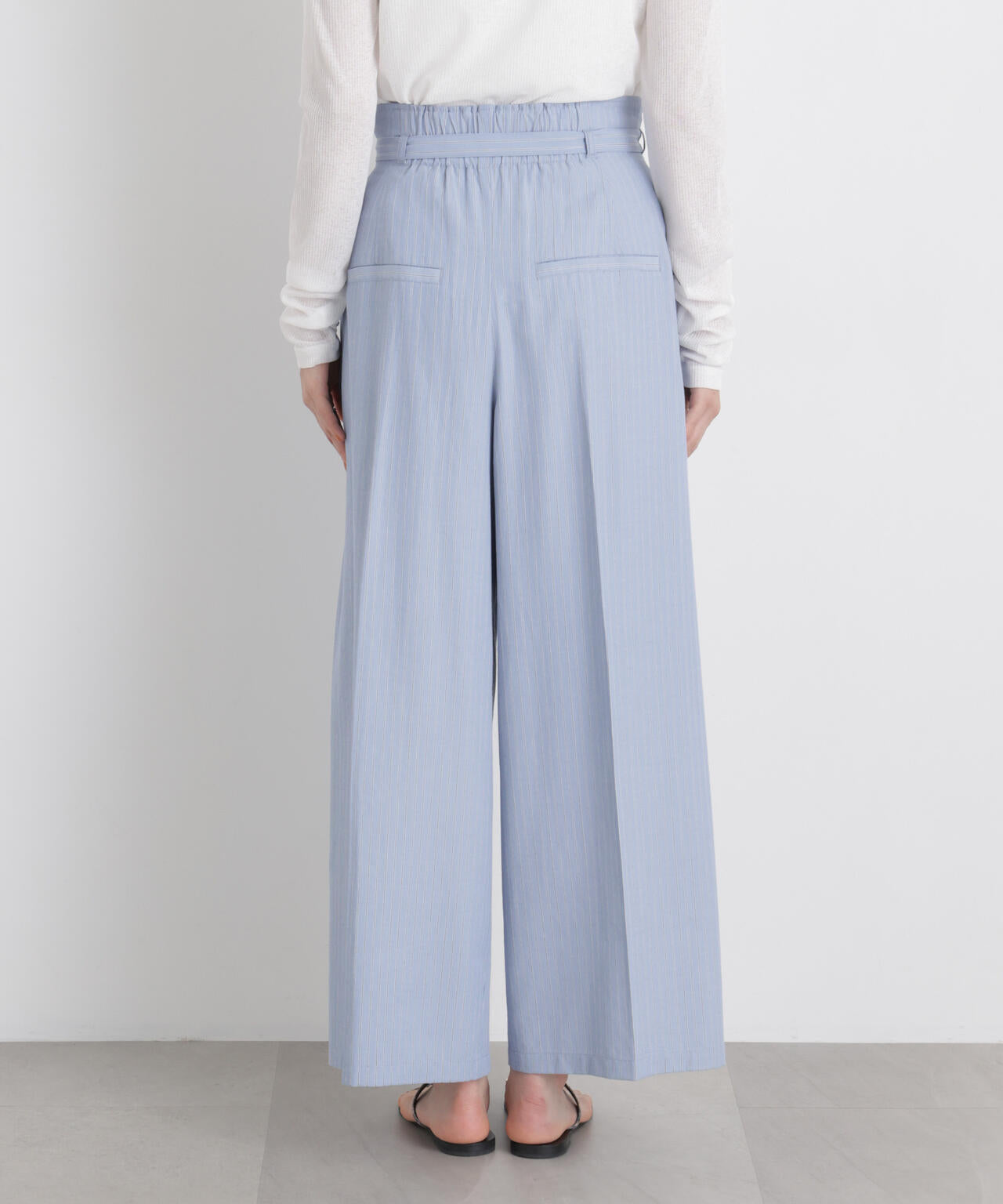 ドビーストライプベルト付タックワイドパンツ(セットアップ可) 6736127314