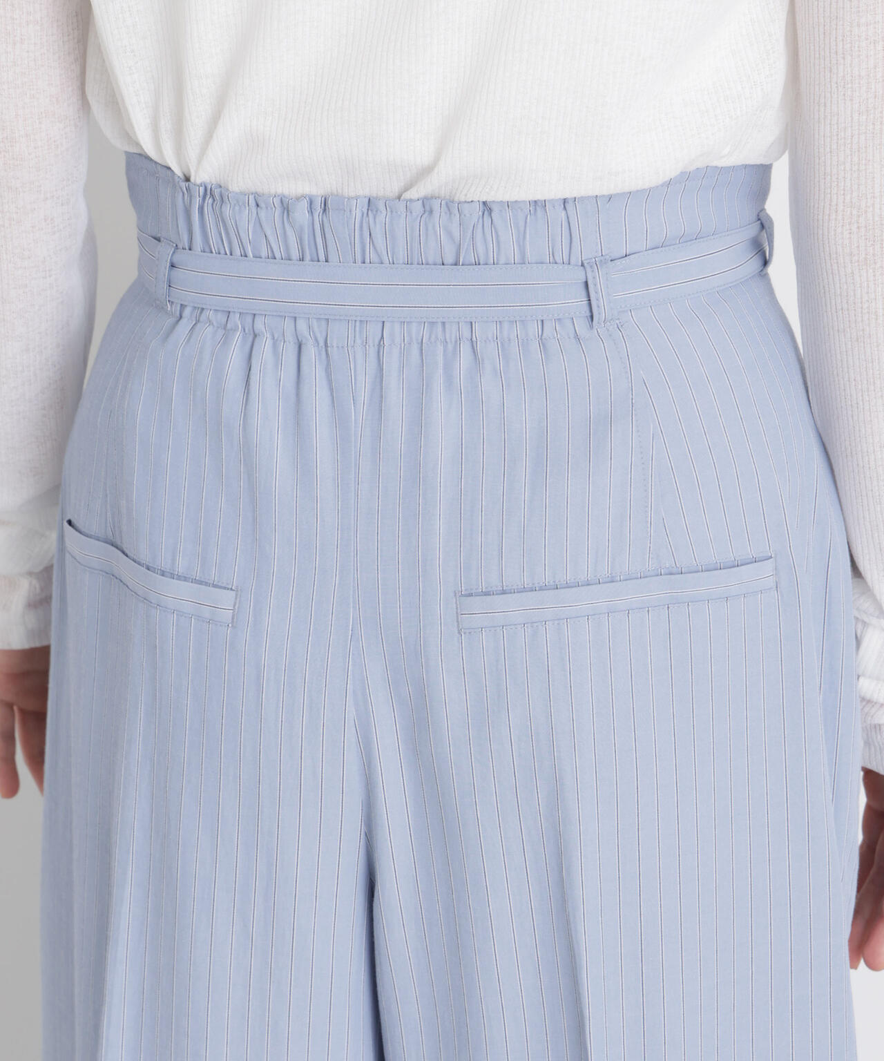 ドビーストライプベルト付タックワイドパンツ(セットアップ可) 6736127314
