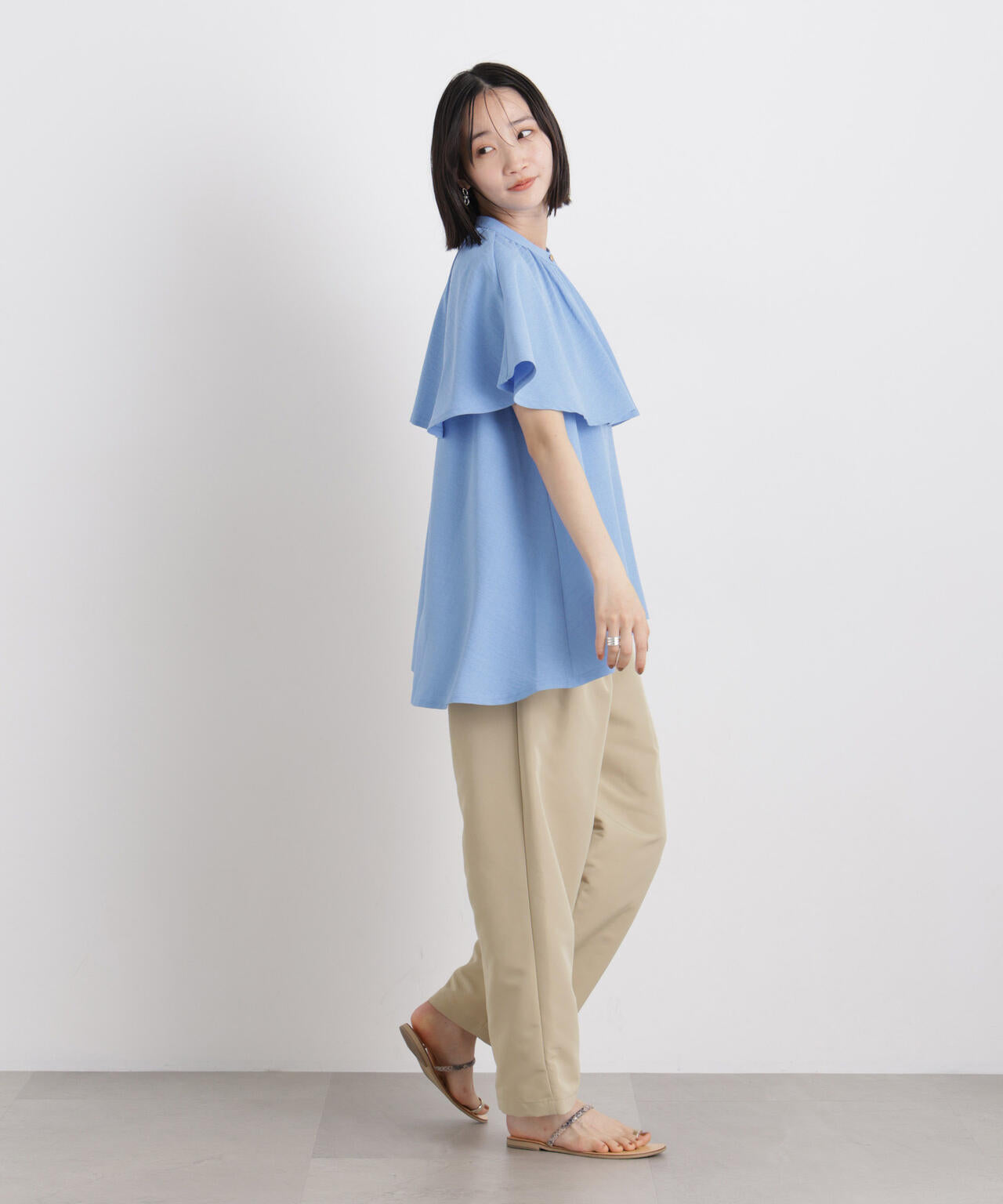 平織りツータックワイドパンツ 6736127316