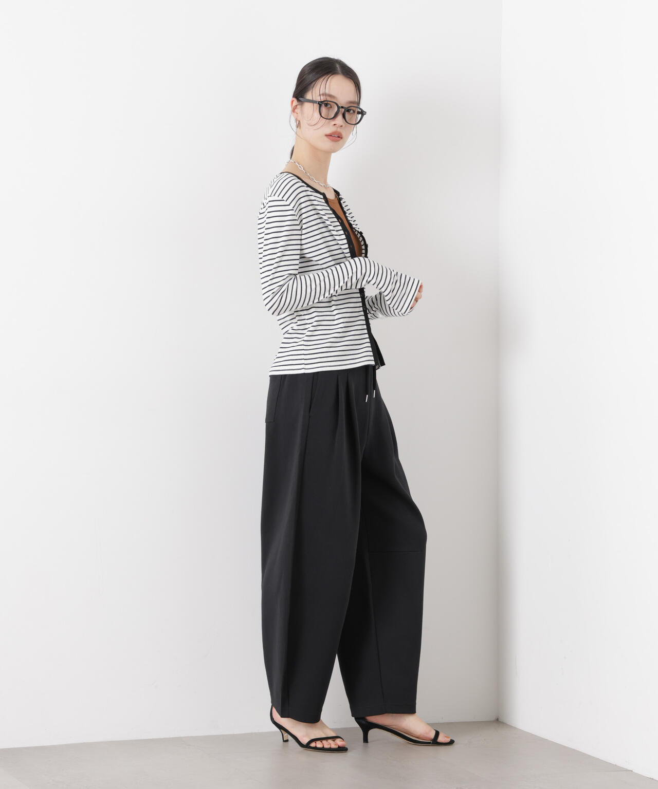 接触冷感ダンボールカットカーブシルエットパンツ(セットアップ可) 6736127320