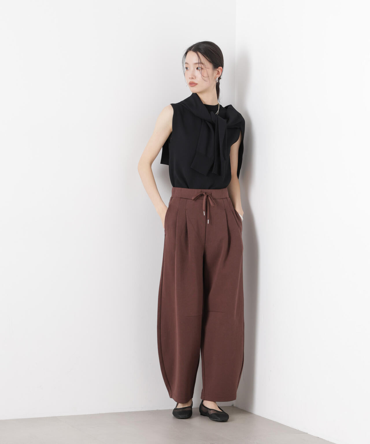 接触冷感ダンボールカットカーブシルエットパンツ(セットアップ可) 6736127320