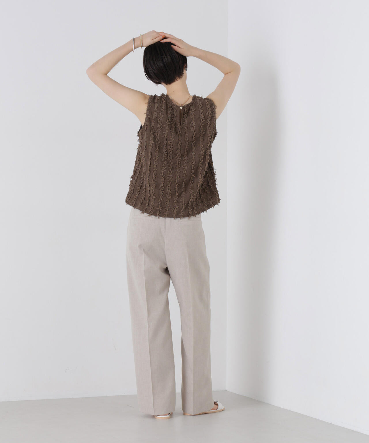 リネンライクワンタックセンタープレスパンツ(セットアップ可) 6736127327