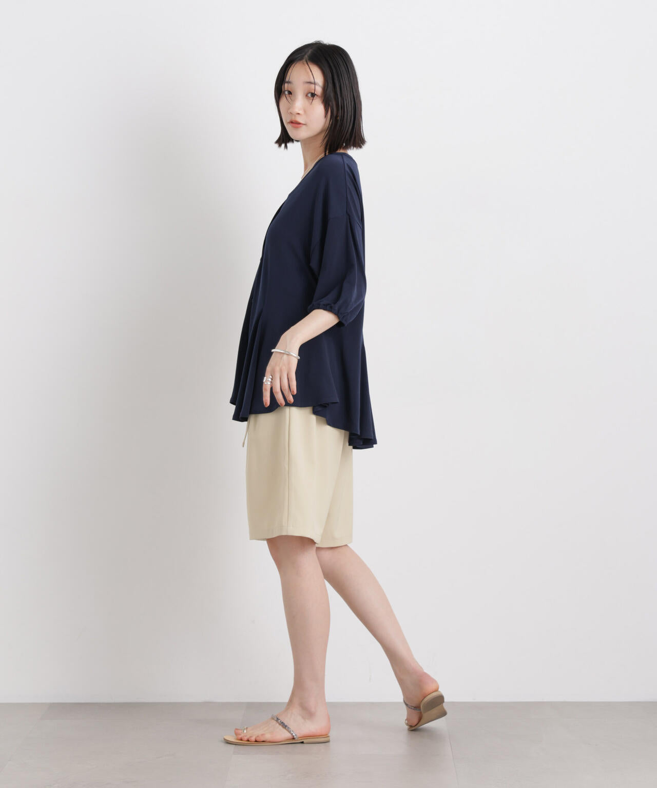 メランジストレッチベルト付ハーフパンツ(セットアップ可) 6736128300