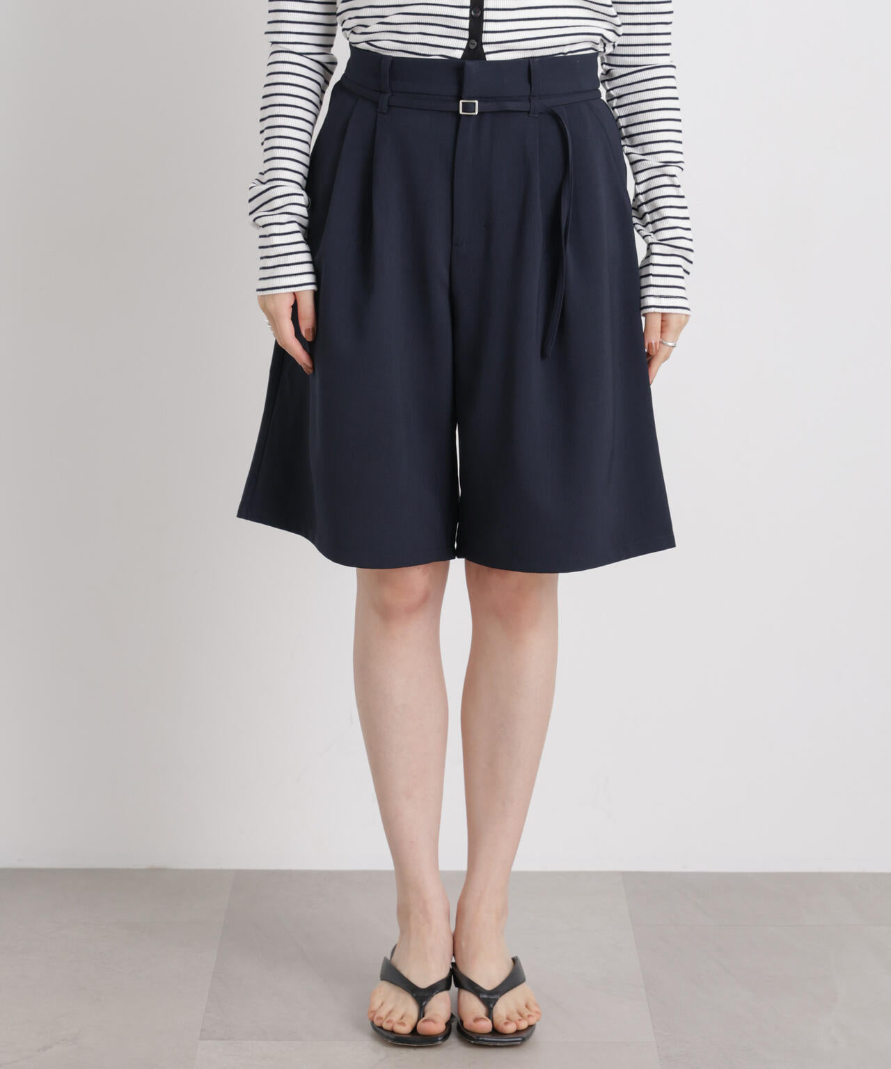 メランジストレッチベルト付ハーフパンツ(セットアップ可) 6736128300