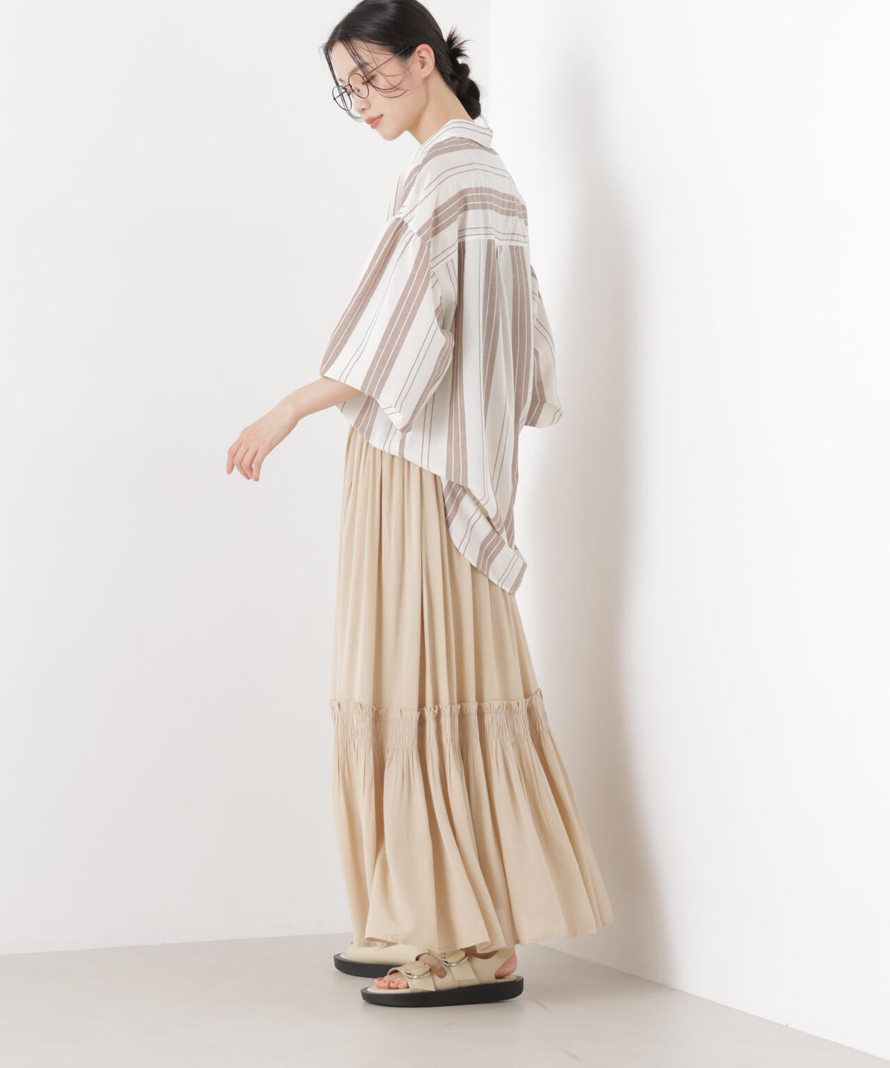 made in INDIA 切り替えギャザースカート(セットアップ可) 6736130300