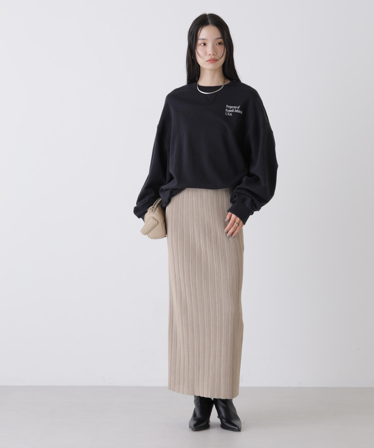 プリーツニットナロースカート(セットアップ可) 6736130301