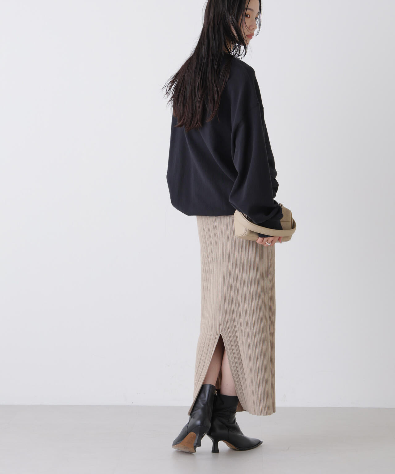 プリーツニットナロースカート(セットアップ可) 6736130301